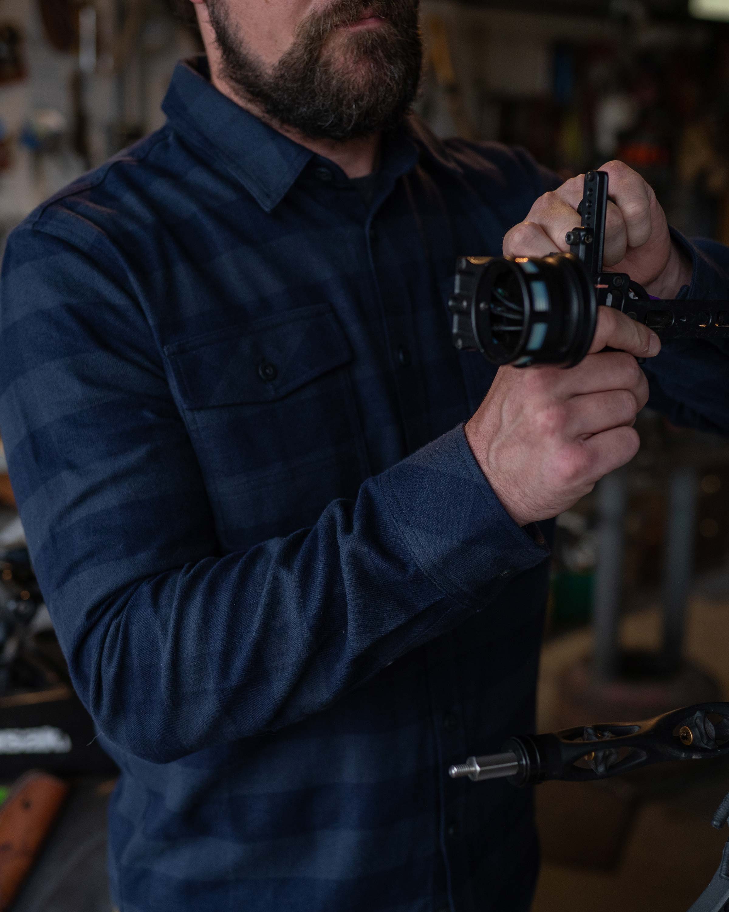 Field Flannel Shirt | Steel Blue Buffalo Check - Image 4