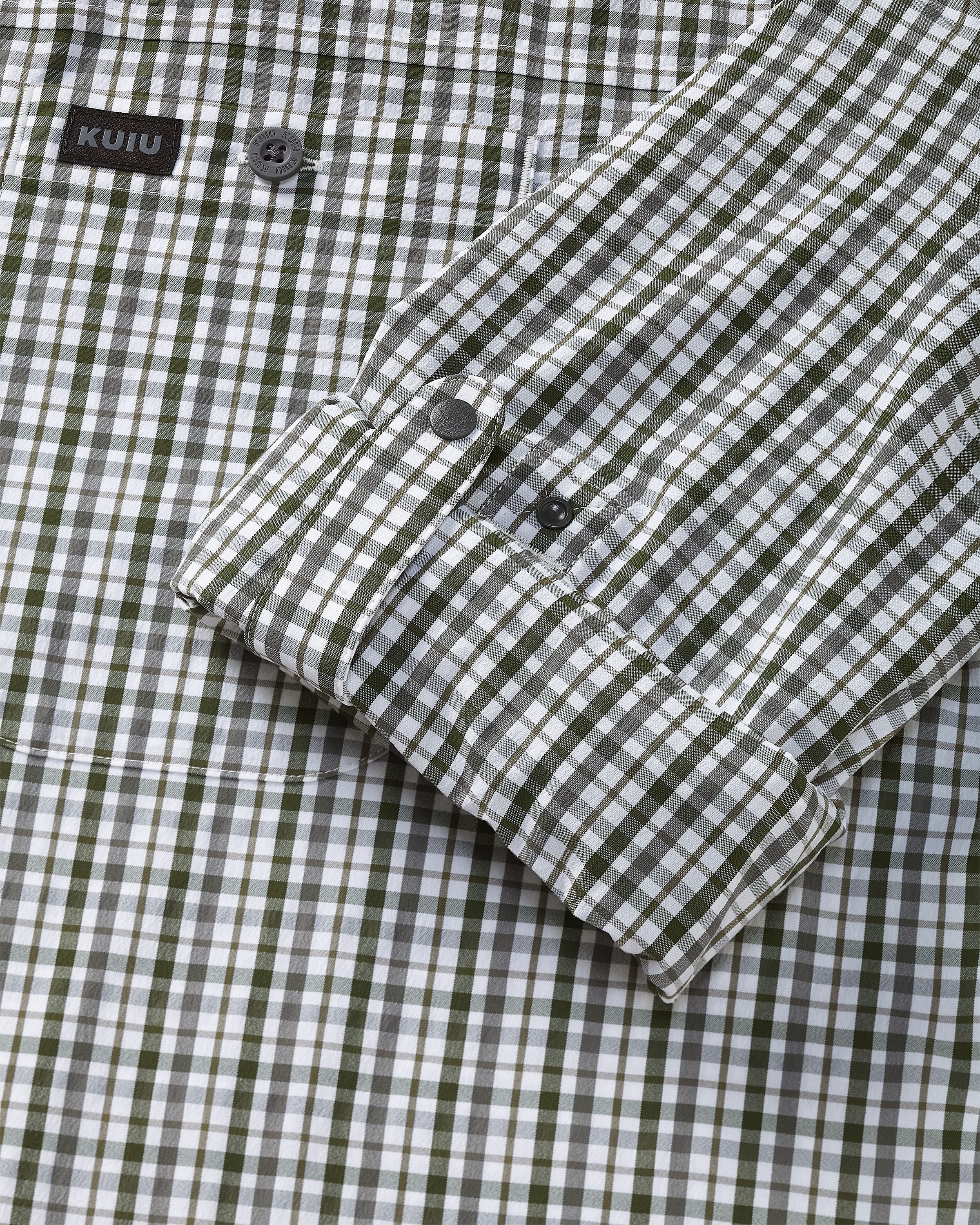 Borrego LS Shirt | Mini Cross Check Verde Plaid - Image 3